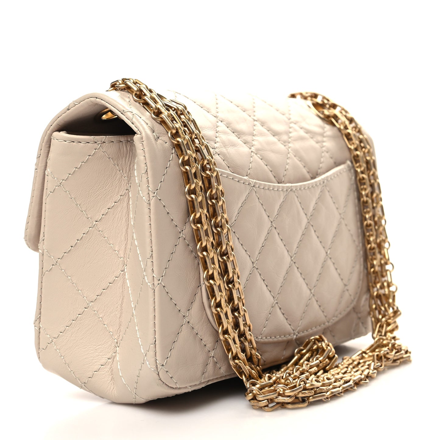 Aged Calfskin Quilted 2.55 Reissue Mini Flap Ecru