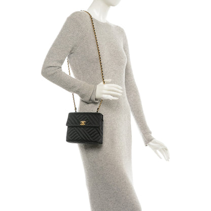 Chanel Satin Diagonal Quilted Mini Square Flap Black 2 of 8