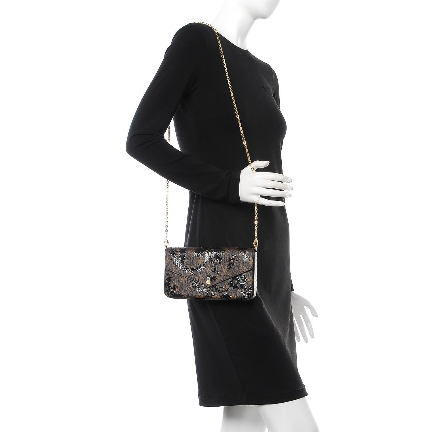 Louis Vuitton Monogram Blossom Pochette Felicie Chain Wallet Black 2 of 11