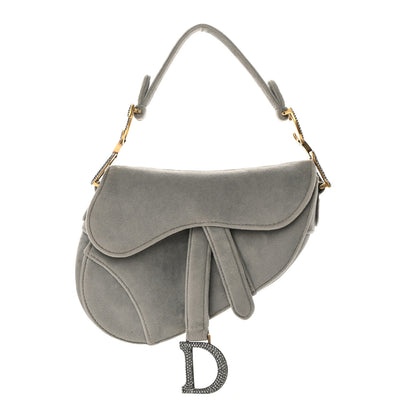 Christian Dior Velvet Crystal Mini Saddle Bag Grey 1 of 12
