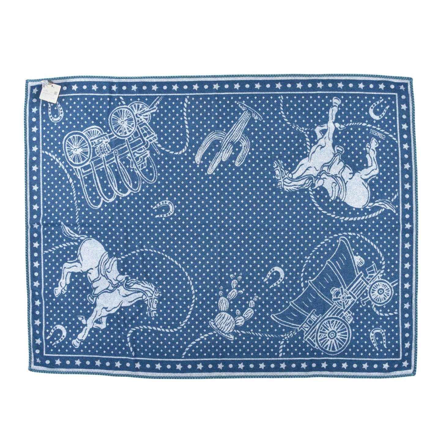 Wool Cashmere Western And Company Blanket Cobalt