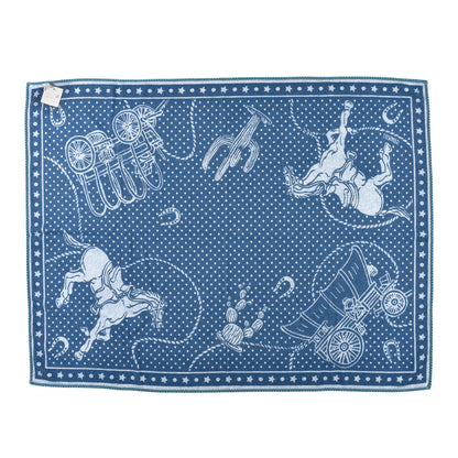Hermes Wool Cashmere Western And Company Blanket Cobalt 2 of 4