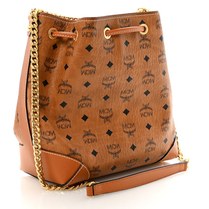 MCM Visetos Small Soft Berlin Drawstring Bucket Bag Cognac 3 of 9
