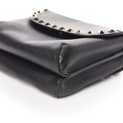 Valentino Garavani Pebbled Calfskin Rockstud Pouch On Chain Black 9 of 10