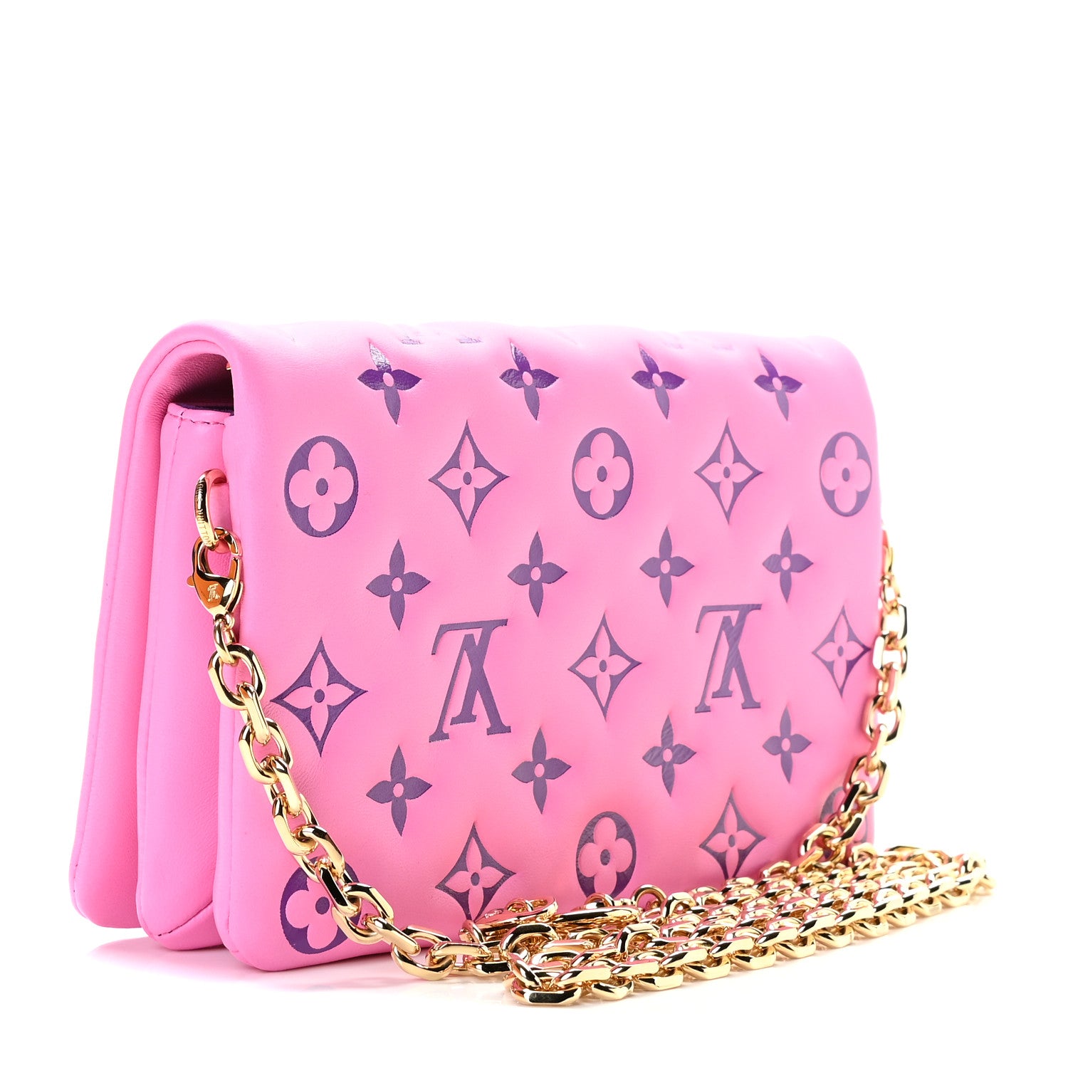Louis Vuitton Lambskin Embossed Monogram Vuittamins Pochette Coussin Rose Violet 3 of 8