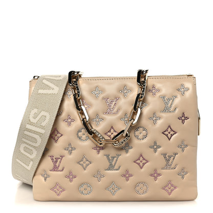 Louis Vuitton Lambskin Swarovski Crystal Embossed Monogram Coussin PM Nude 1 of 12