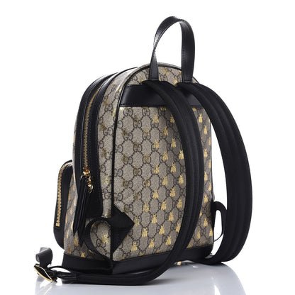Gucci GG Supreme Monogram Bees Print Small Day Backpack Beige Oro Black 3 of 8