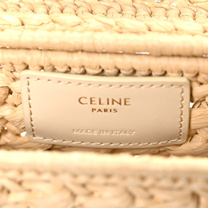 Celine Raffia Effect Claude Chain Shoulder Bag Natural 6 of 9