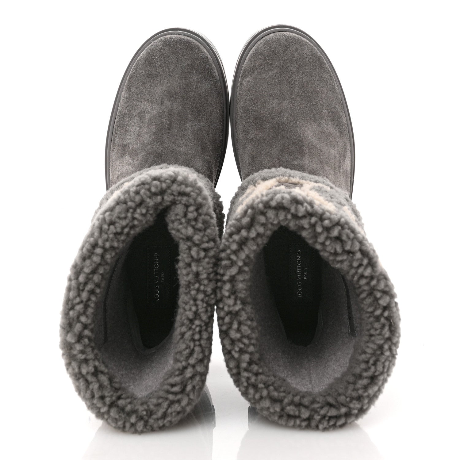 Louis Vuitton Suede Calfskin Shearling Snowdrop Flat Ankle Boot 37 Grey 2 of 10