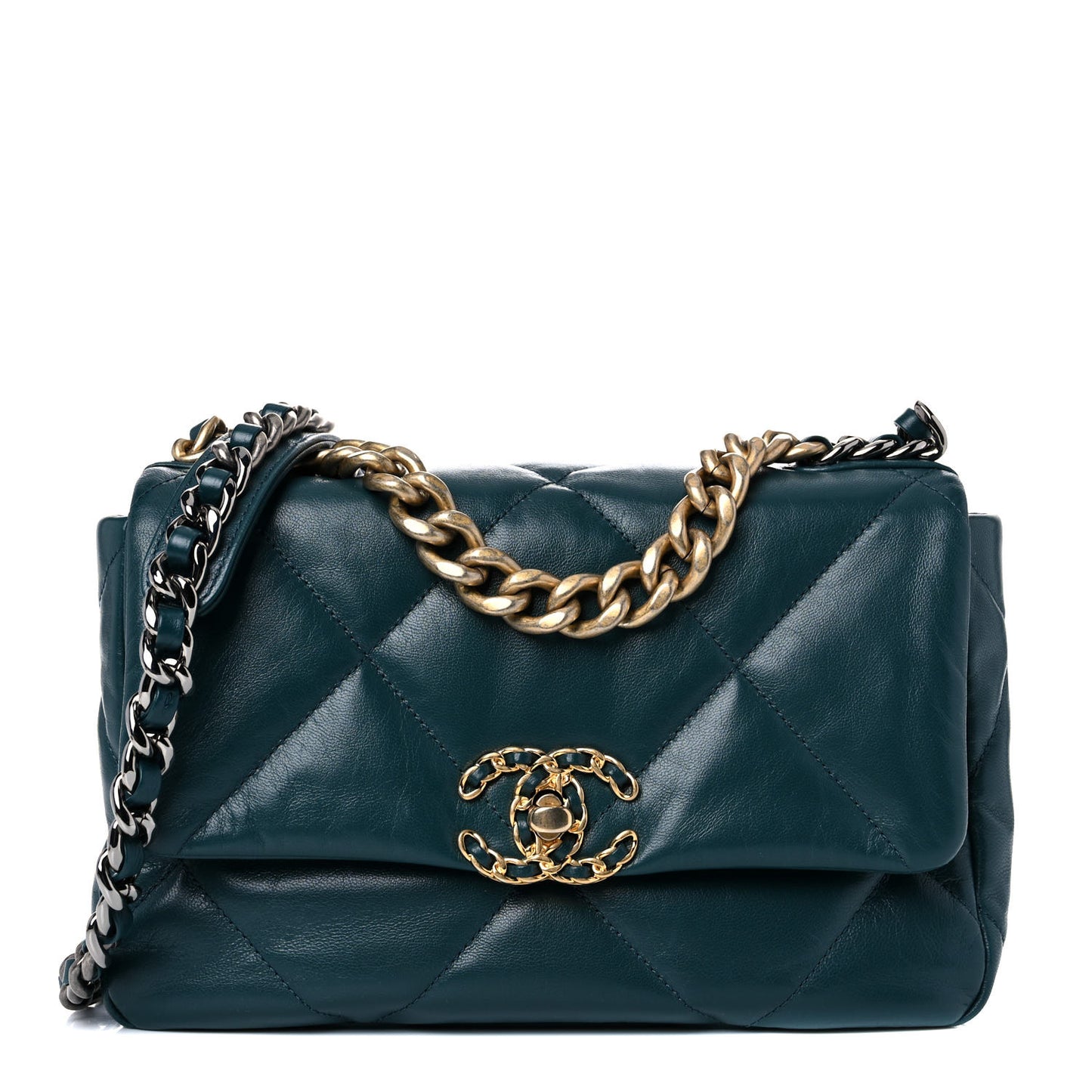 Goatskin Quilted Medium Chanel 19 Flap Dark Blue