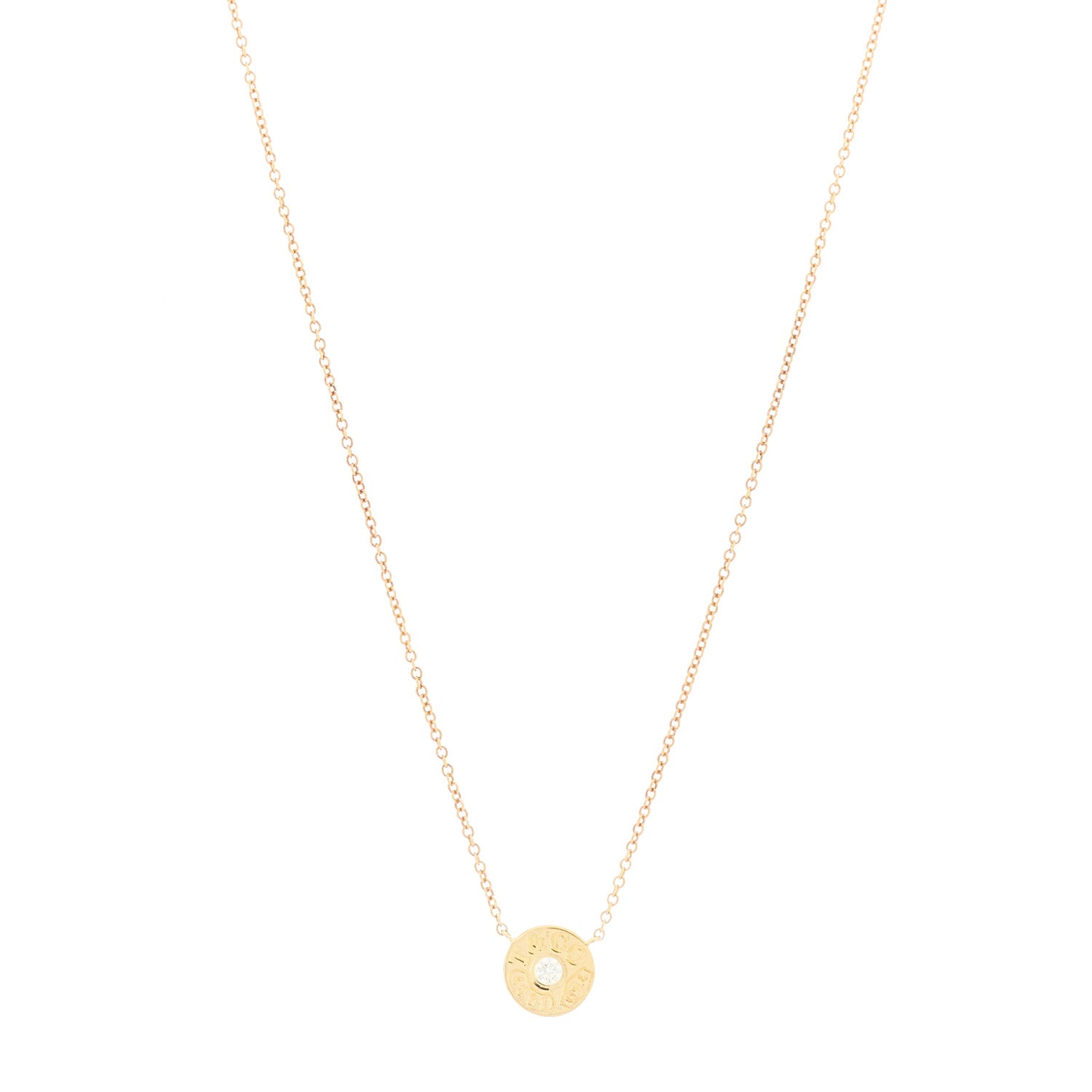 Tiffany 18K Yellow Gold Diamond 1837 Circle Pendant Necklace 1 of 7
