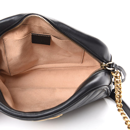 Gucci Calfskin Matelasse Small GG Marmont Chain Shoulder Bag Black 4 of 15