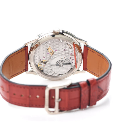 Hermes 18K White Gold Alligator 39.5mm Slim d'Hermes English Garden Quartz Watch Rouge Casaque 4 of 5
