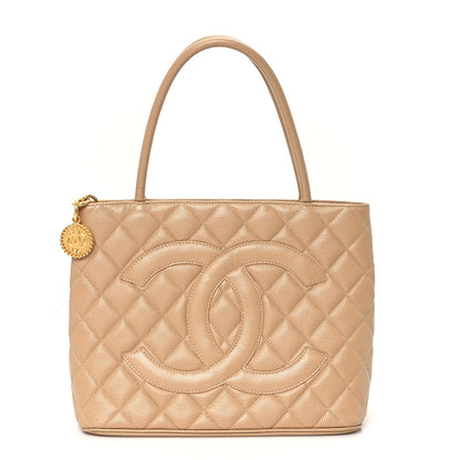 Chanel Caviar Quilted Medallion Tote Beige 1 of 13