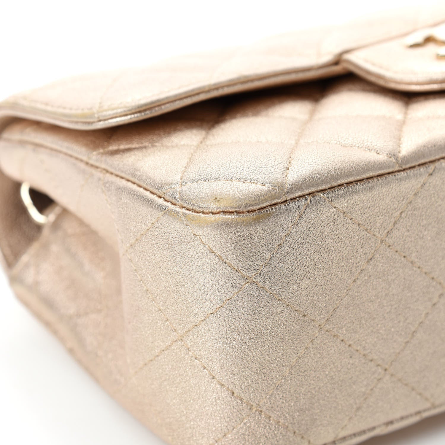 Chanel Metallic Lambskin Quilted Mini Rectangular Flap Gold 8 of 13