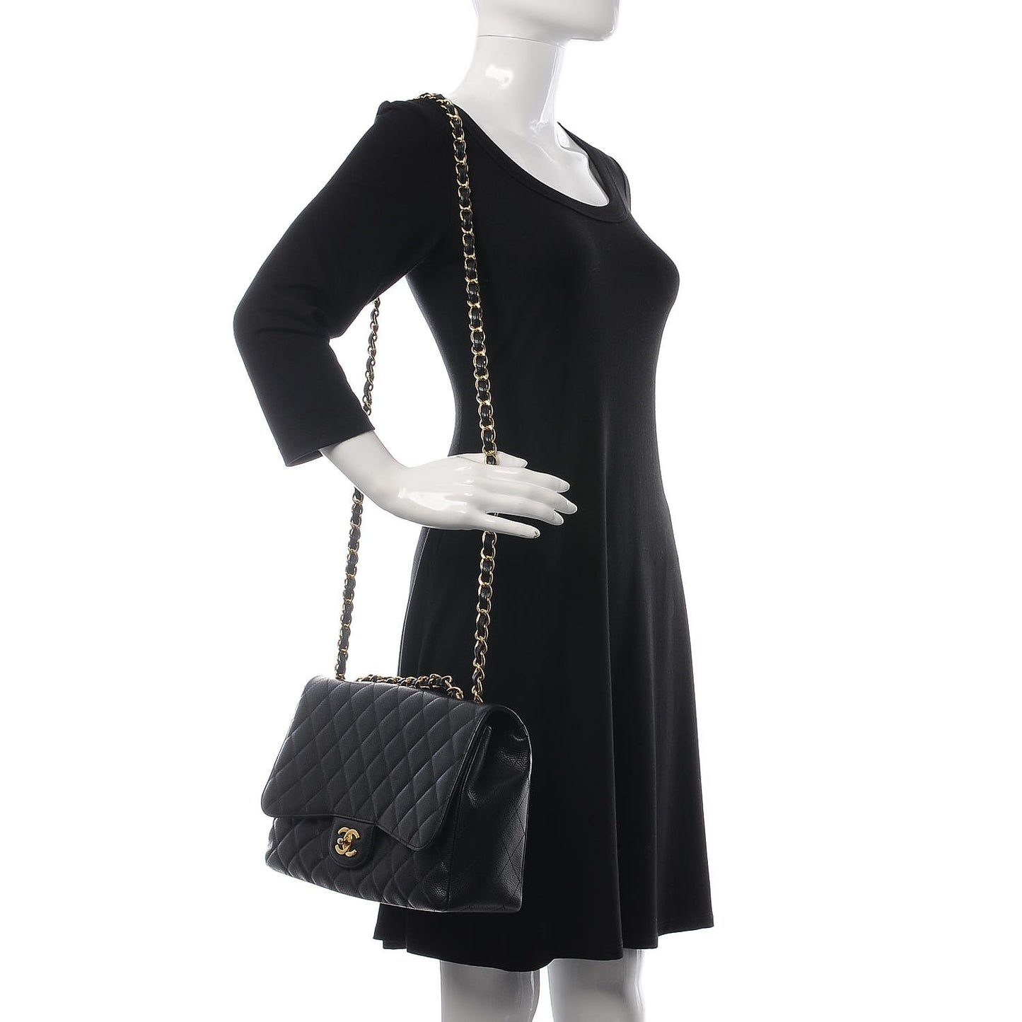 Caviar Quilted Jumbo Single Flap Black