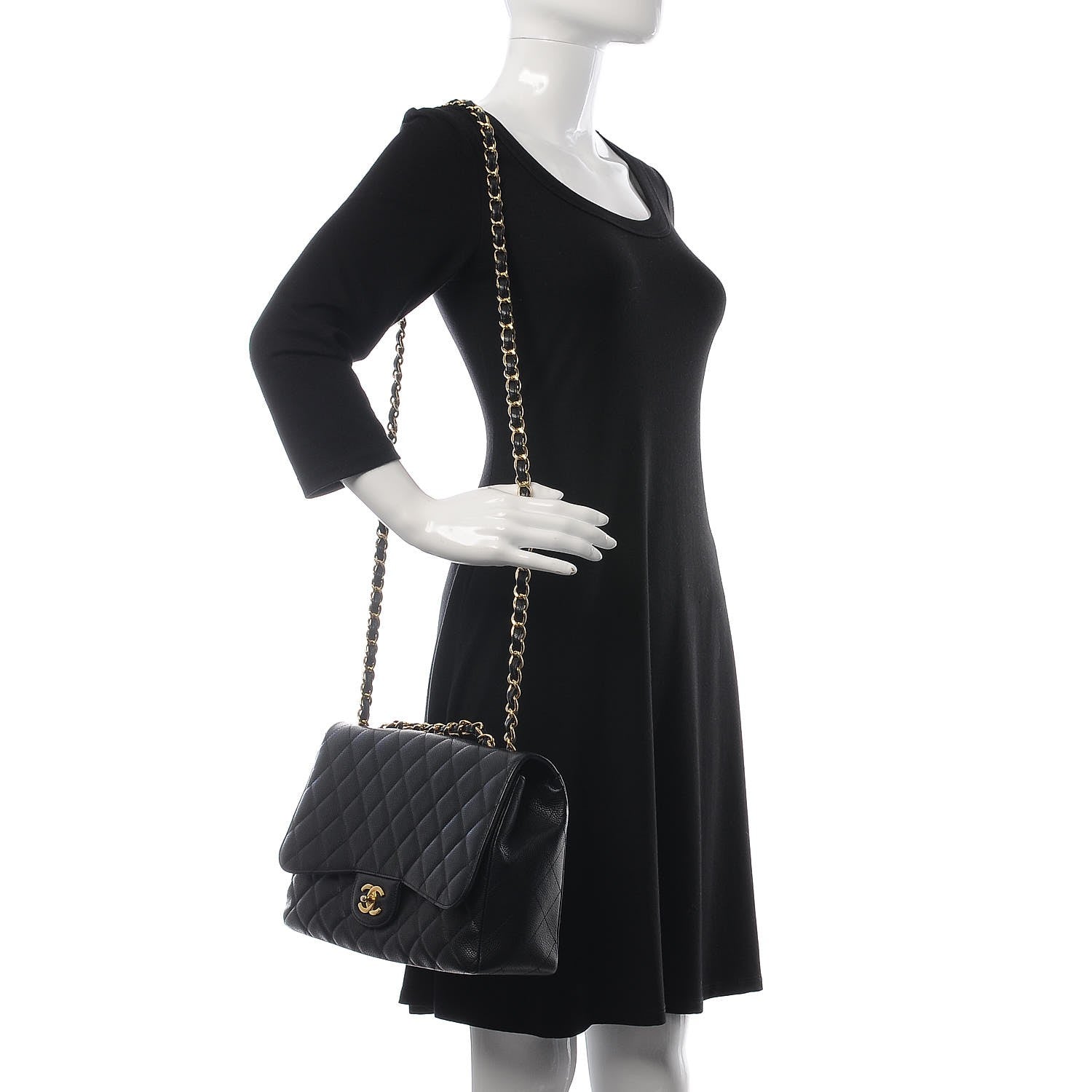 Chanel Caviar Quilted Jumbo Single Flap Black 2 of 9