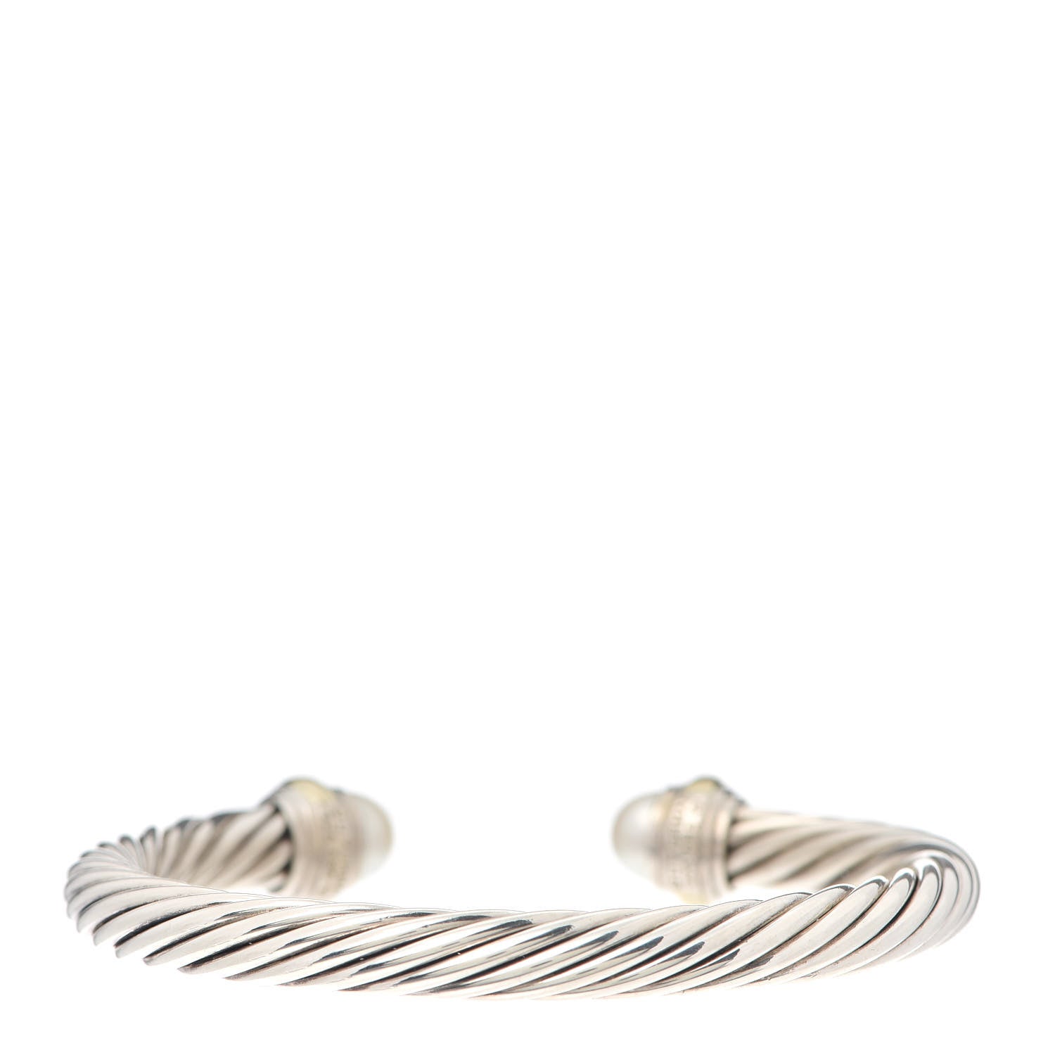 David Yurman Sterling Silver 14K Yellow Gold Pearl 7mm Cable Classics Bracelet 3 of 4