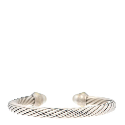 David Yurman Sterling Silver 14K Yellow Gold Pearl 7mm Cable Classics Bracelet 3 of 4