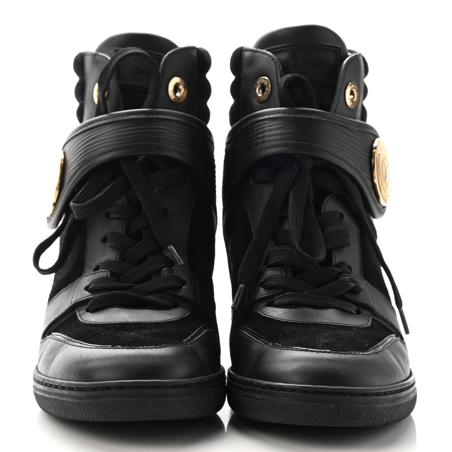 Louis Vuitton Epi Suede Postmark Wedge Sneakers 37 Black 2 of 12