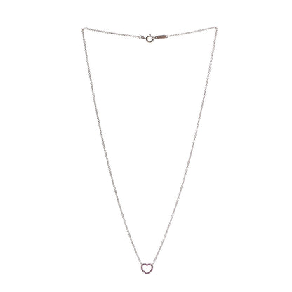 Tiffany 18K Rose Gold Pink Sapphire Metro Heart Pendant Necklace 3 of 6