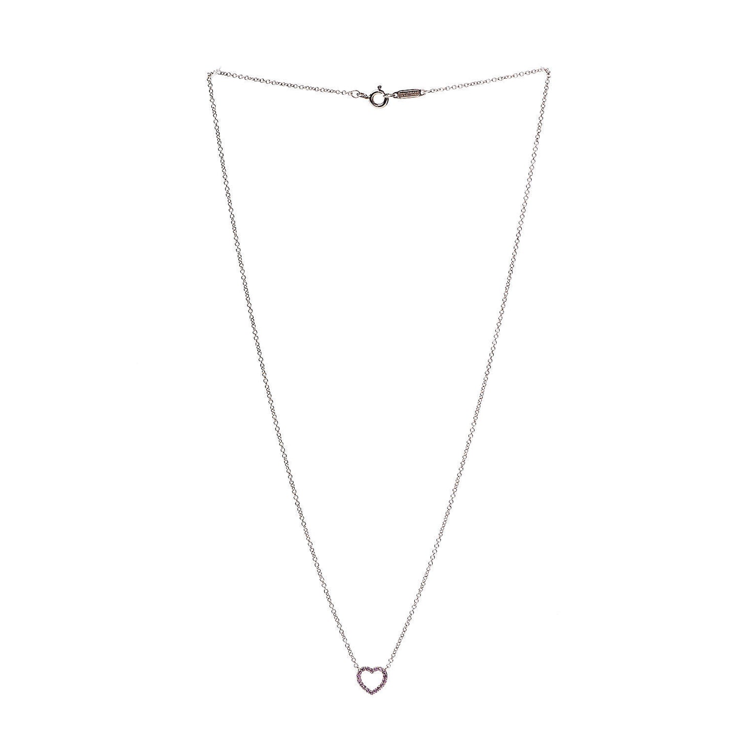 18K Rose Gold Pink Sapphire Metro Heart Pendant Necklace