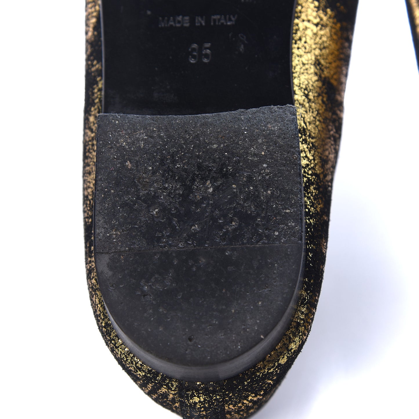 Laminated Suede Goatskin Cap Toe CC Ballerina Flats 35 Bronze