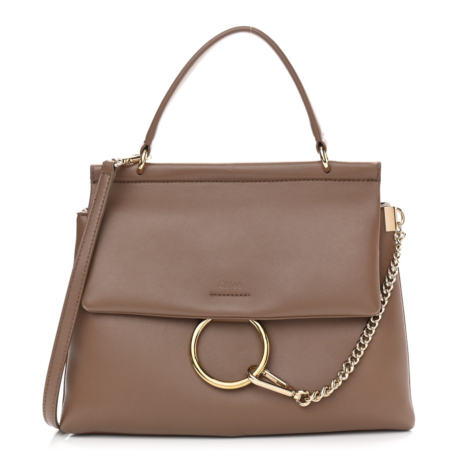 Chloe Calfskin Medium Faye Top Handle Bag Desert Taupe 1 of 14