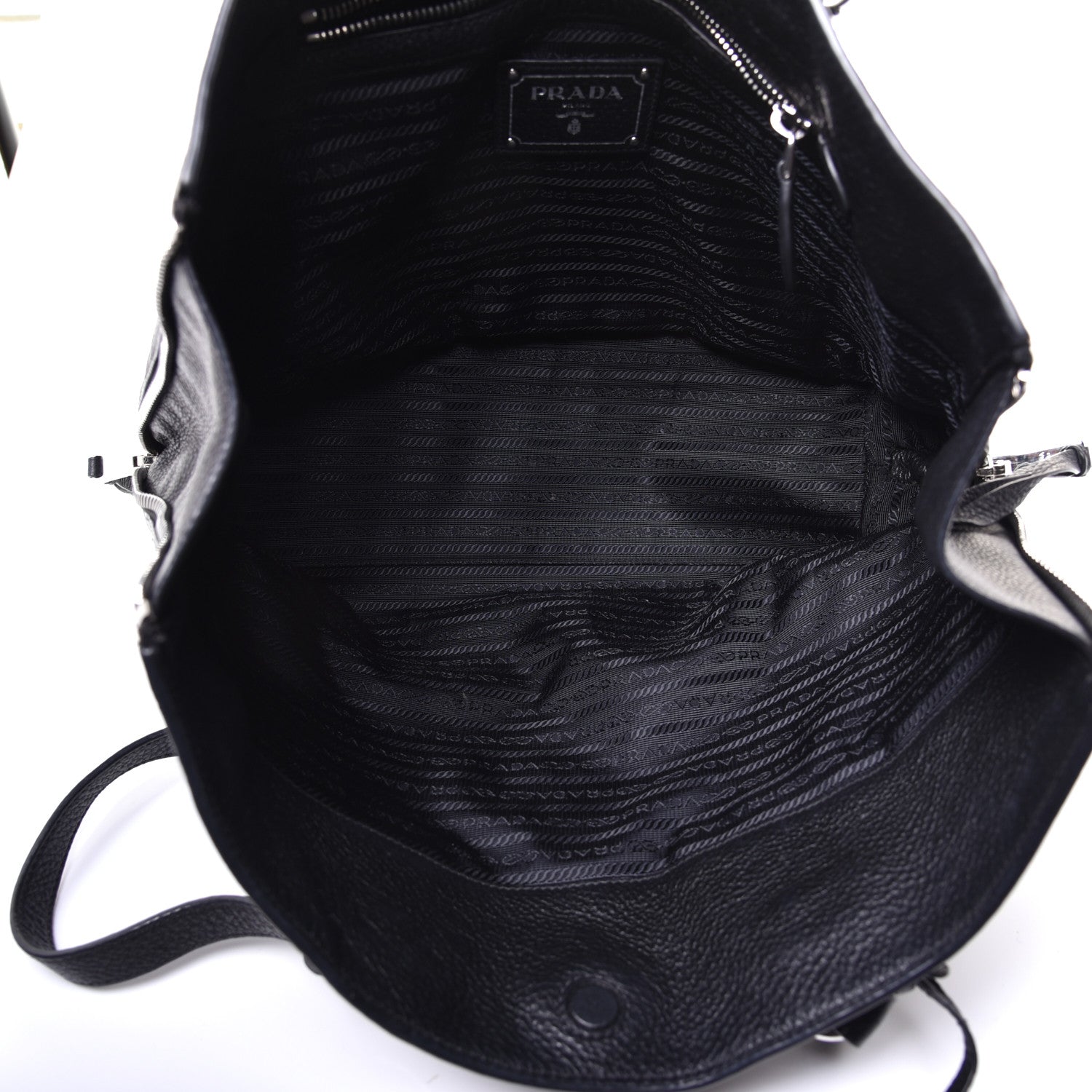 Prada Vitello Phenix Side Zip Shopping Tote Black 5 of 8