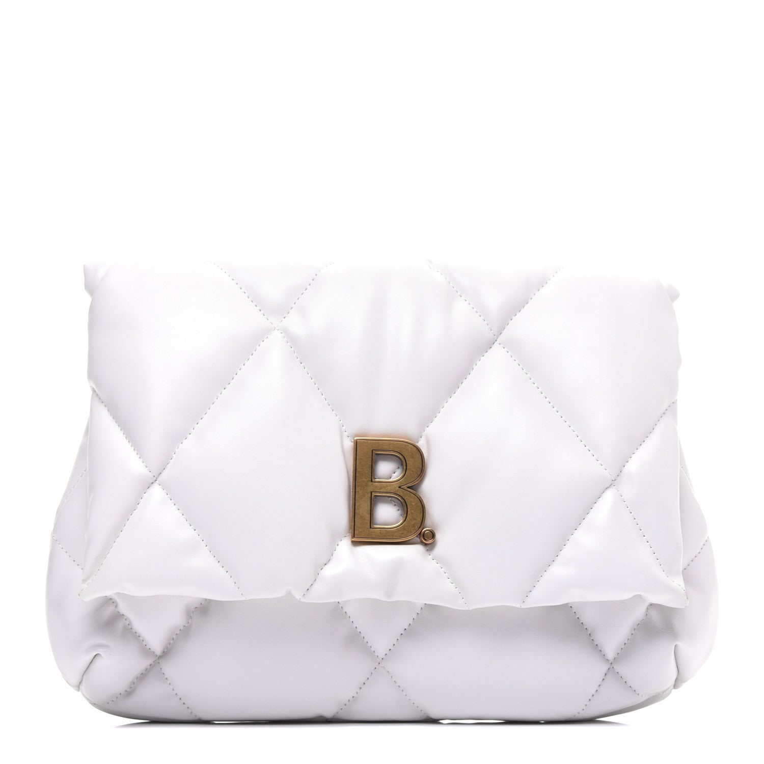 Balenciaga Nappa Calfskin Quilted Touch B Puffy Clutch White 1 of 9