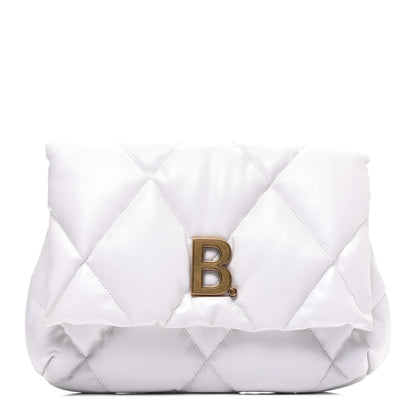 Balenciaga Nappa Calfskin Quilted Touch B Puffy Clutch White 1 of 9
