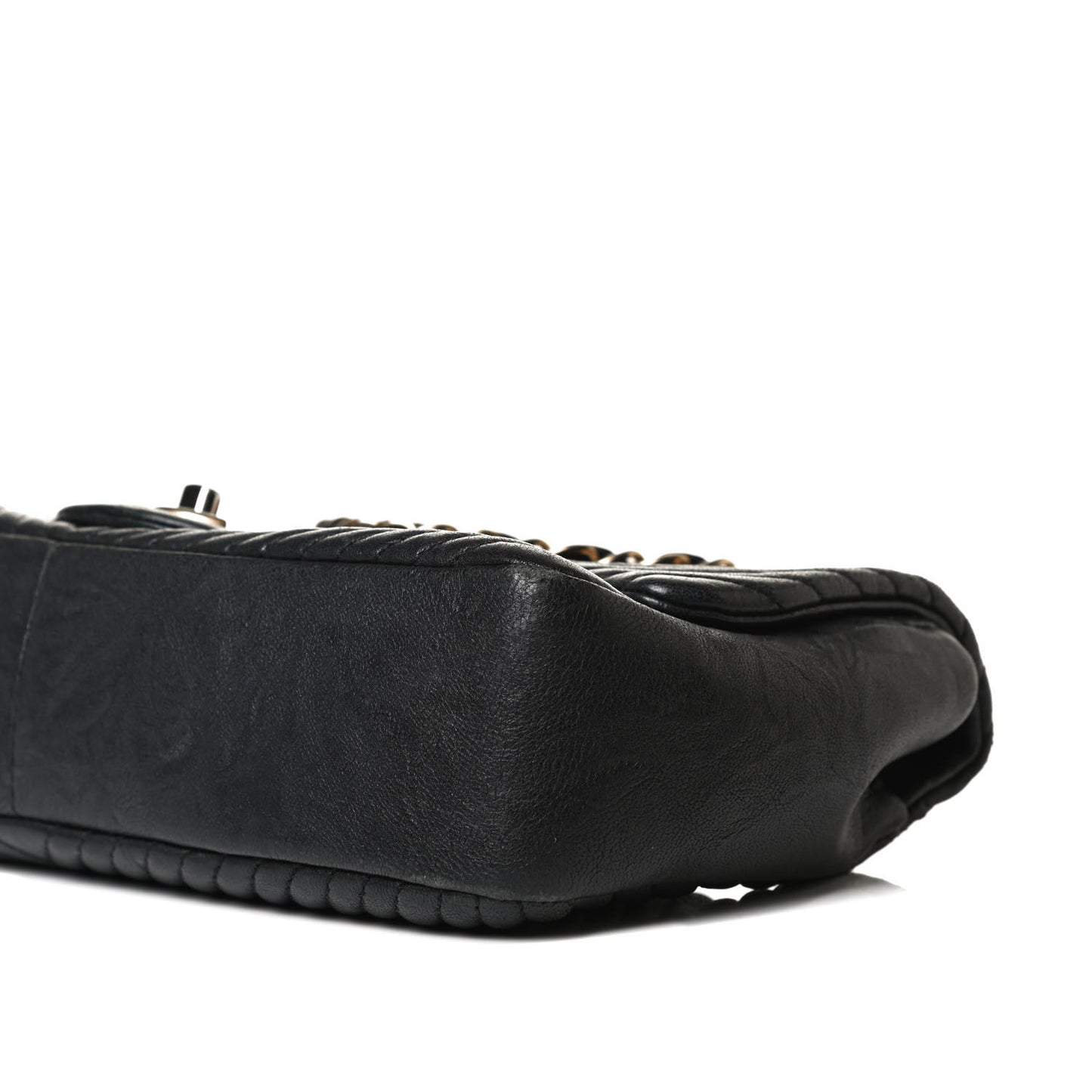 Calfskin Surpique Chevron Small Flap Black