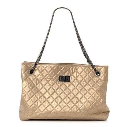 Chanel Metallic Aged Calfskin Quilted Reissue 2.55 Tote Light Gold 1 of 16