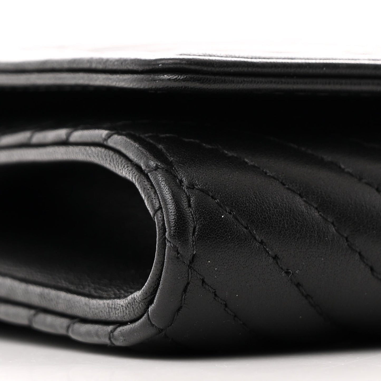 Calfskin Chevron Quilted Boy Wallet On Removable Chain WOC Black