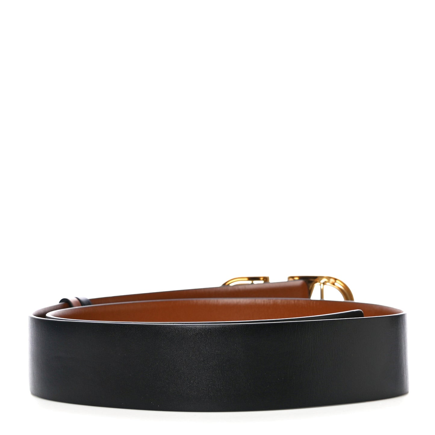 Glossy Calfskin VLogo Reversible 40mm Belt 85 34 Saddle Brown Black