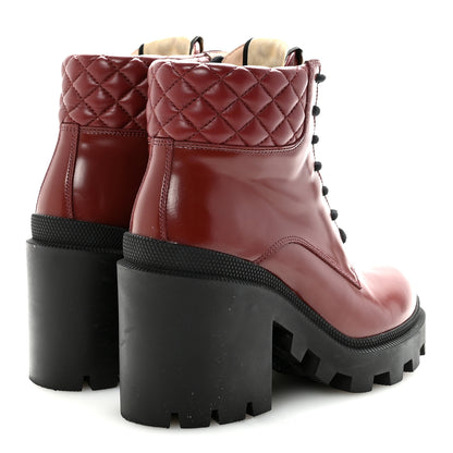 Gucci Magnum Calfskin Nappa Quilted Lace Up Ankle Boots 36 Garnet Red 5 of 9