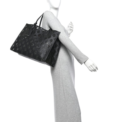 Gucci Calfskin GG Monogram Diamond Cut Medium Ophidia Tote Bag Black 2 of 11