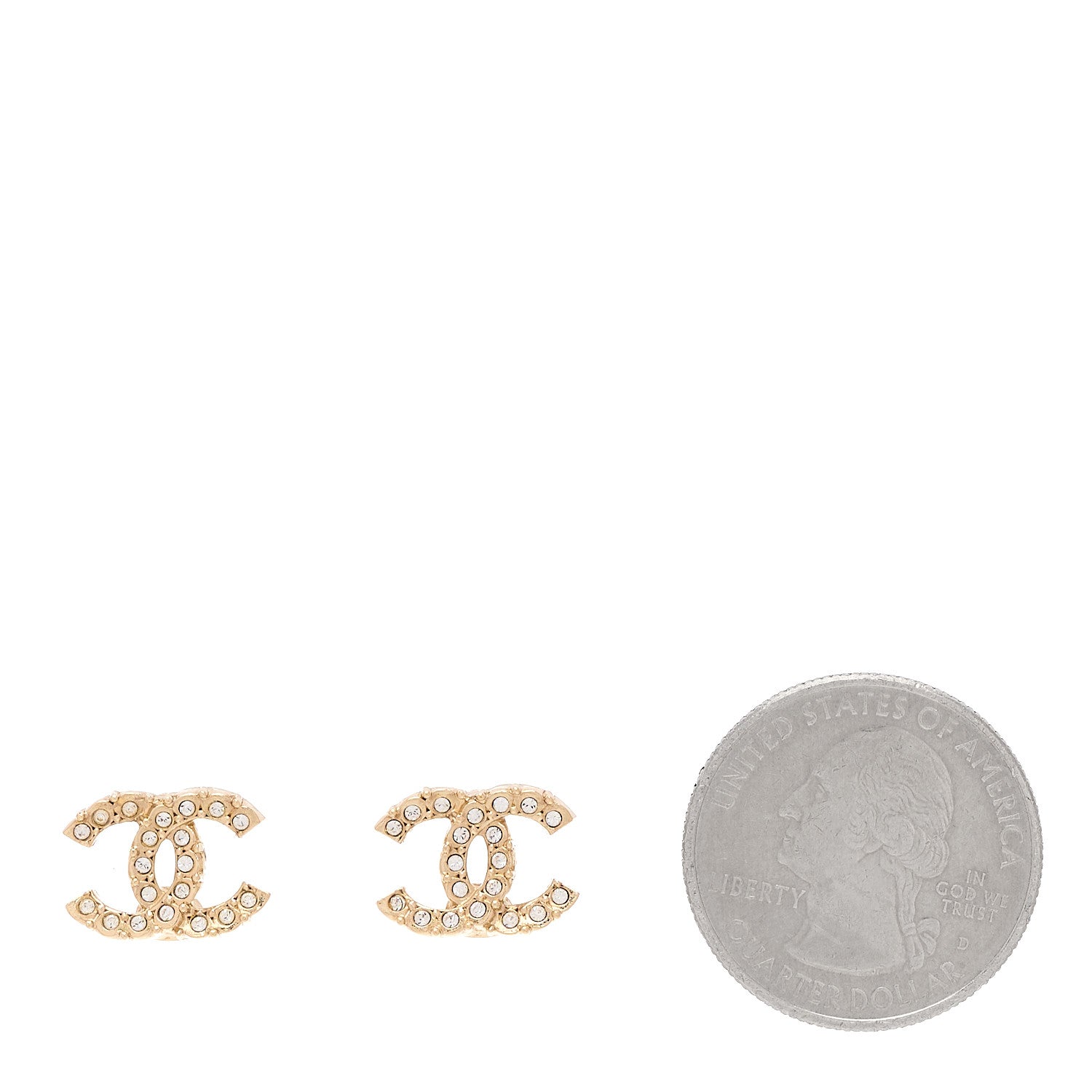 Chanel Crystal CC Earrings Gold 2 of 5
