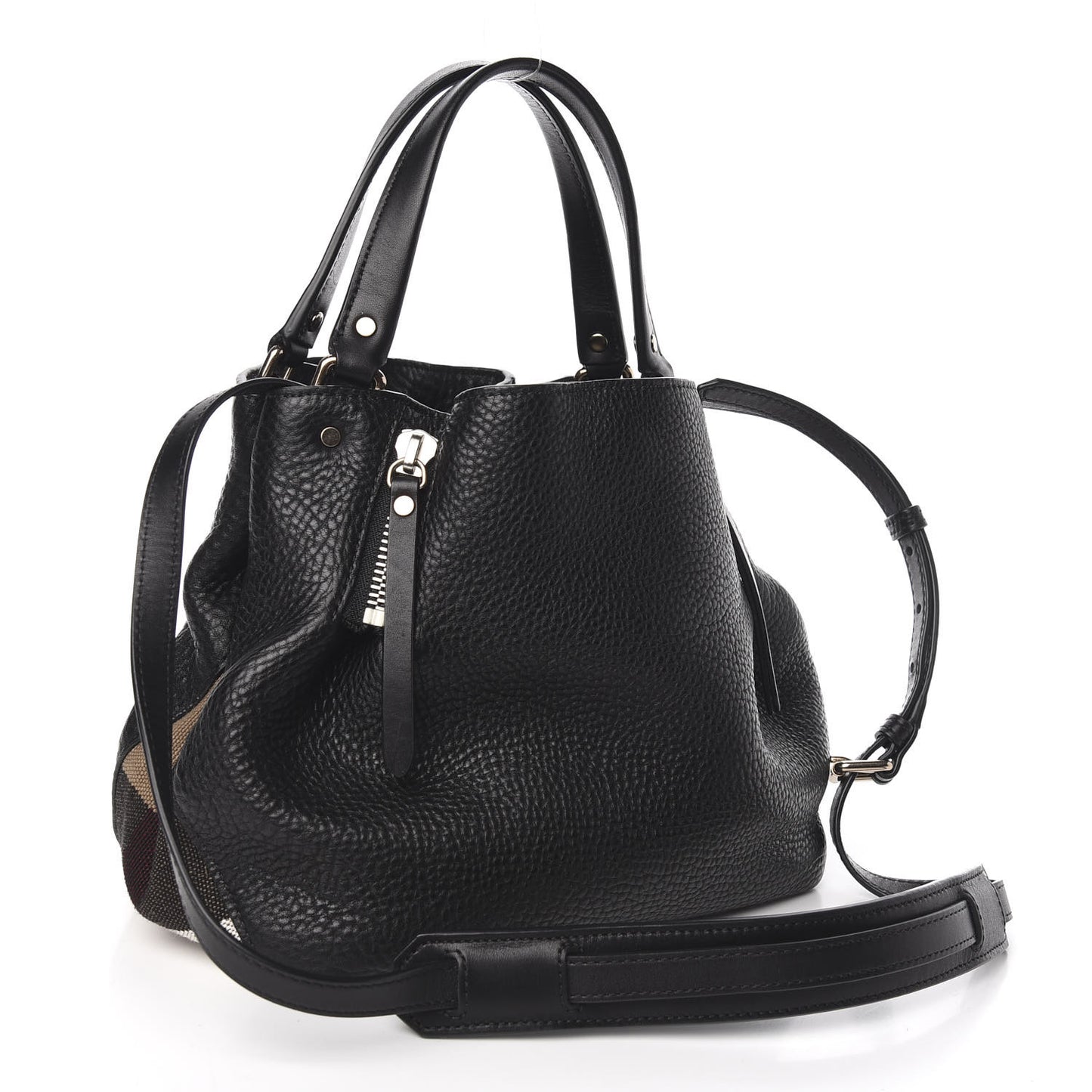 Grainy Calfskin House Check Small Maidstone Black