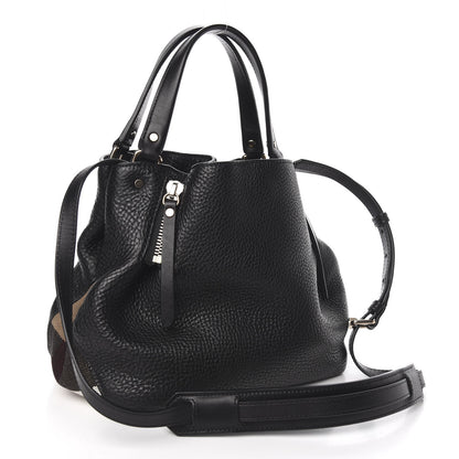 Burberry Grainy Calfskin House Check Small Maidstone Black 3 of 9
