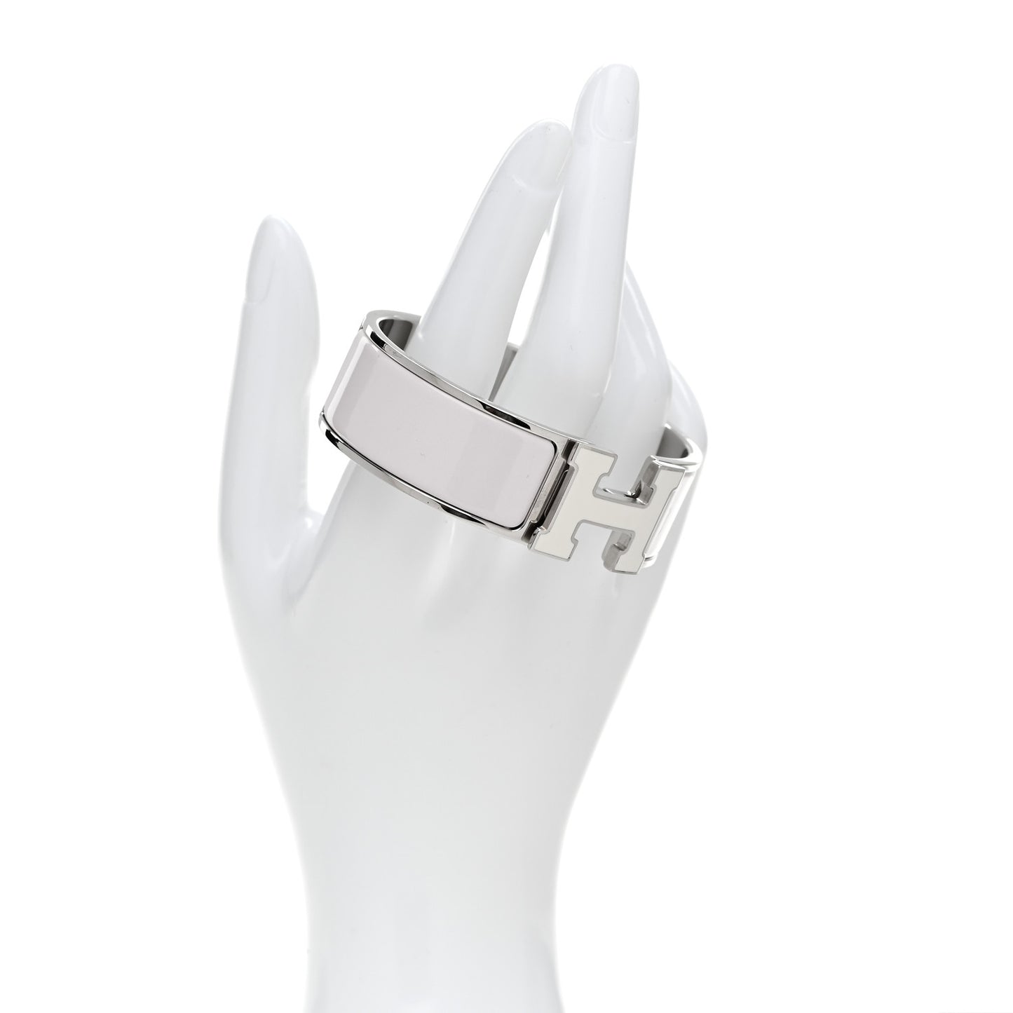 Enamel Wide Clic Clac H Bracelet GM Rose Nymph White