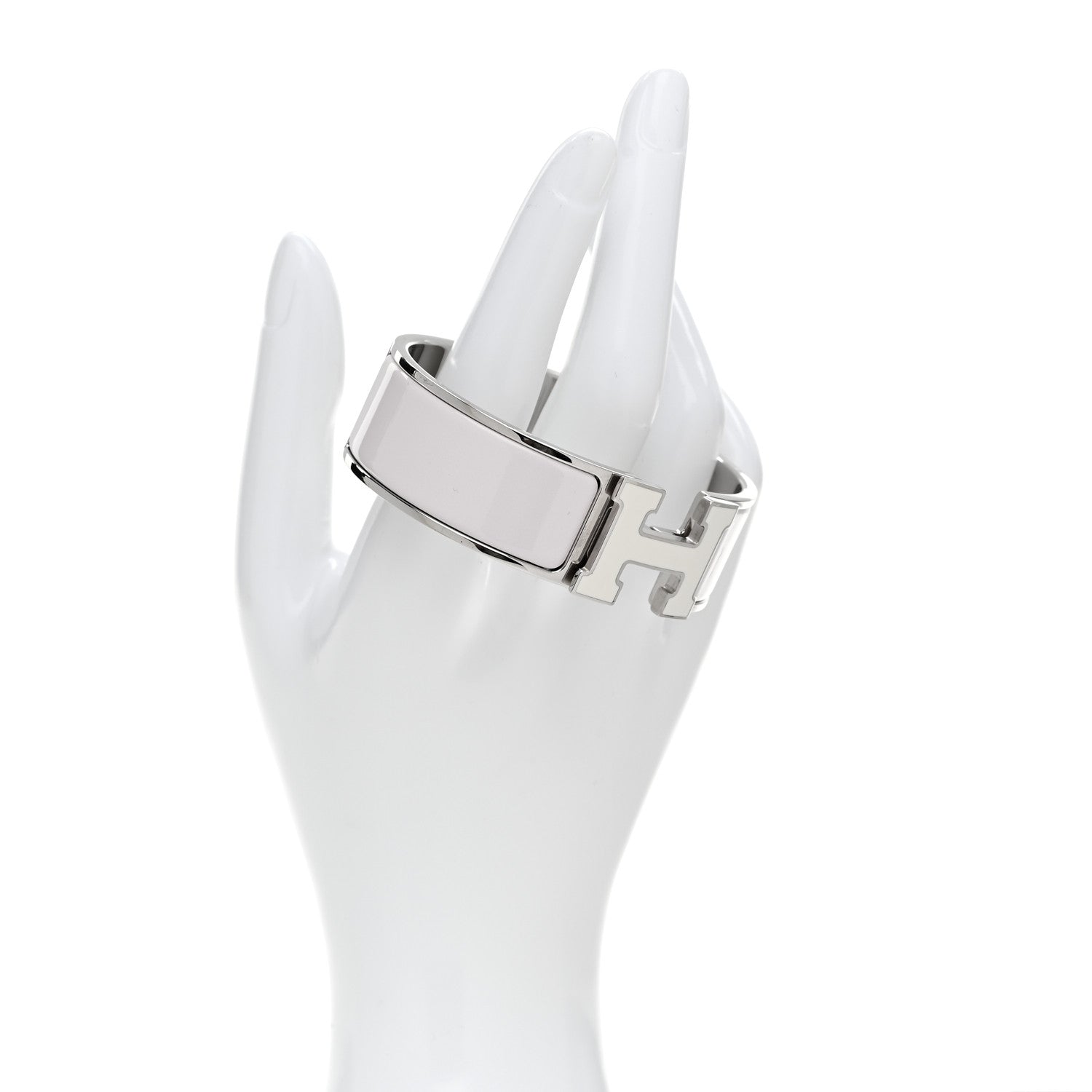 Hermes Enamel Wide Clic Clac H Bracelet GM Rose Nymph White 2 of 4