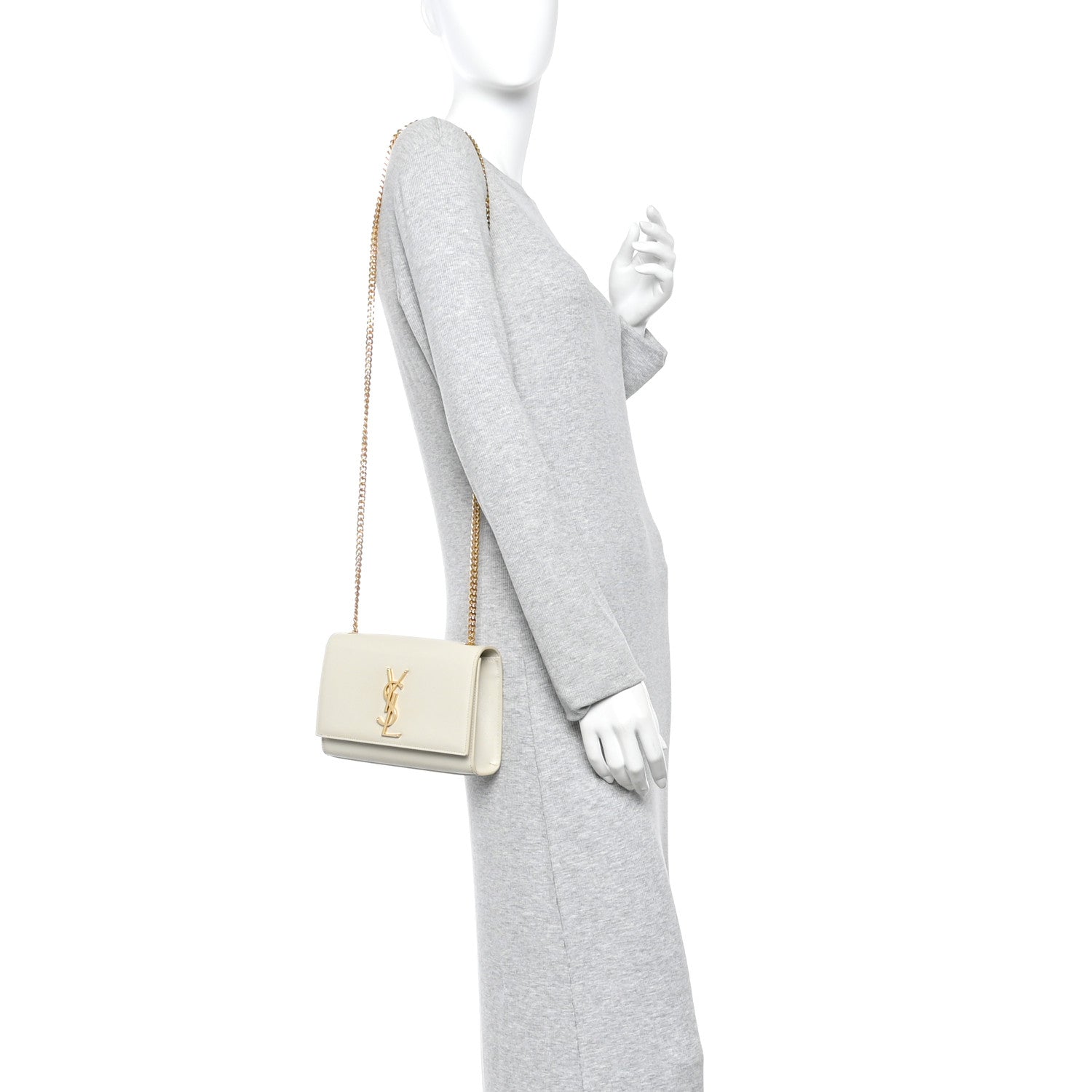 Saint Laurent Grain De Poudre Small Monogram Kate Satchel Crema Soft 2 of 11