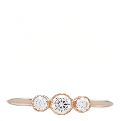 Tiffany 18K Rose Gold Diamond Three Stone Milgrain Ring 55 7.25 1 of 5
