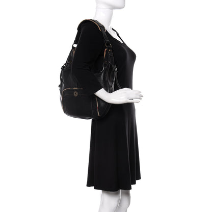 Burberry Calfskin Nova Check Trim Hobo Black 2 of 10
