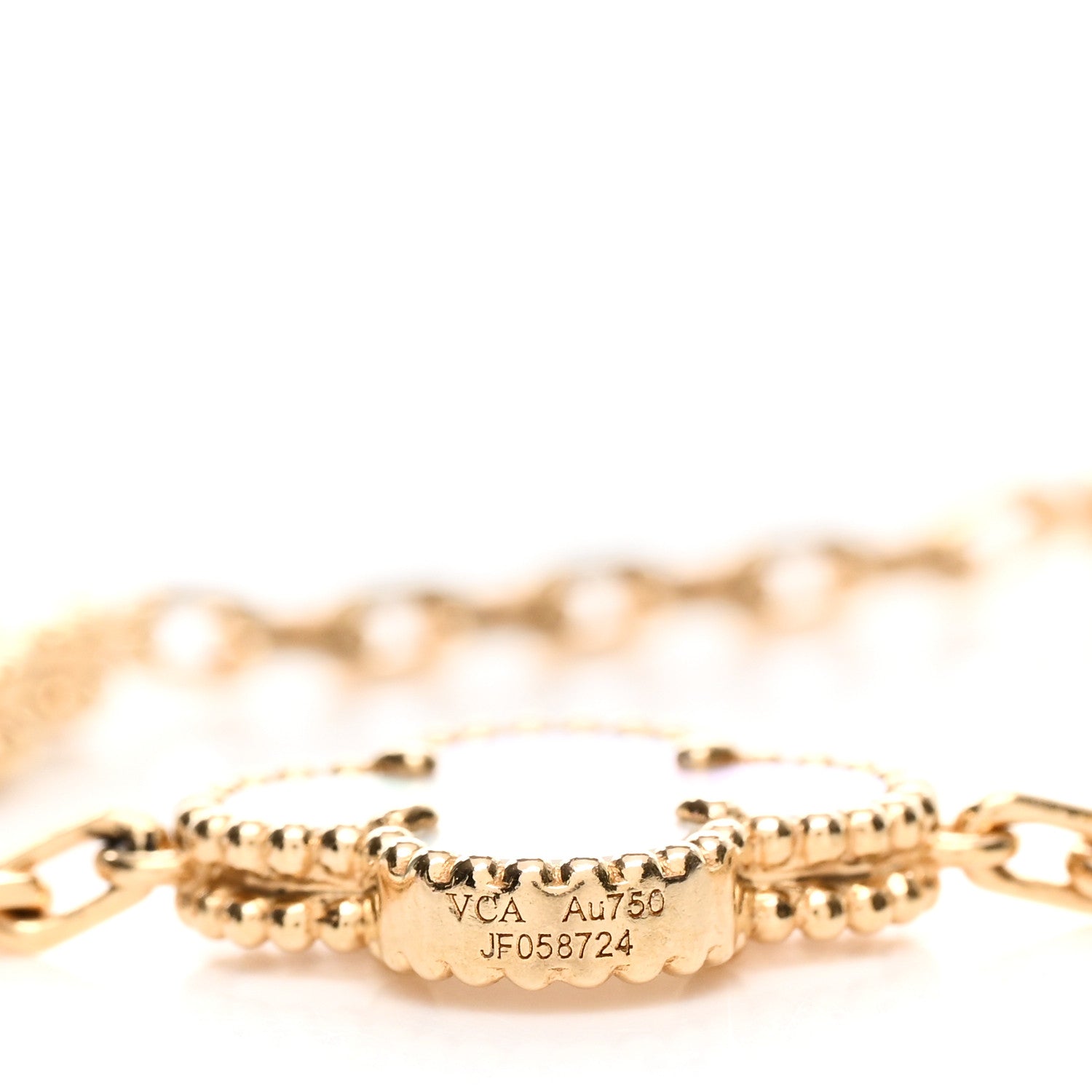Van Cleef & Arpels 18K Yellow Gold Mother of Pearl 5 Motifs Vintage Alhambra Bracelet 4 of 5