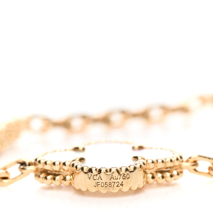 Van Cleef & Arpels 18K Yellow Gold Mother of Pearl 5 Motifs Vintage Alhambra Bracelet 4 of 5