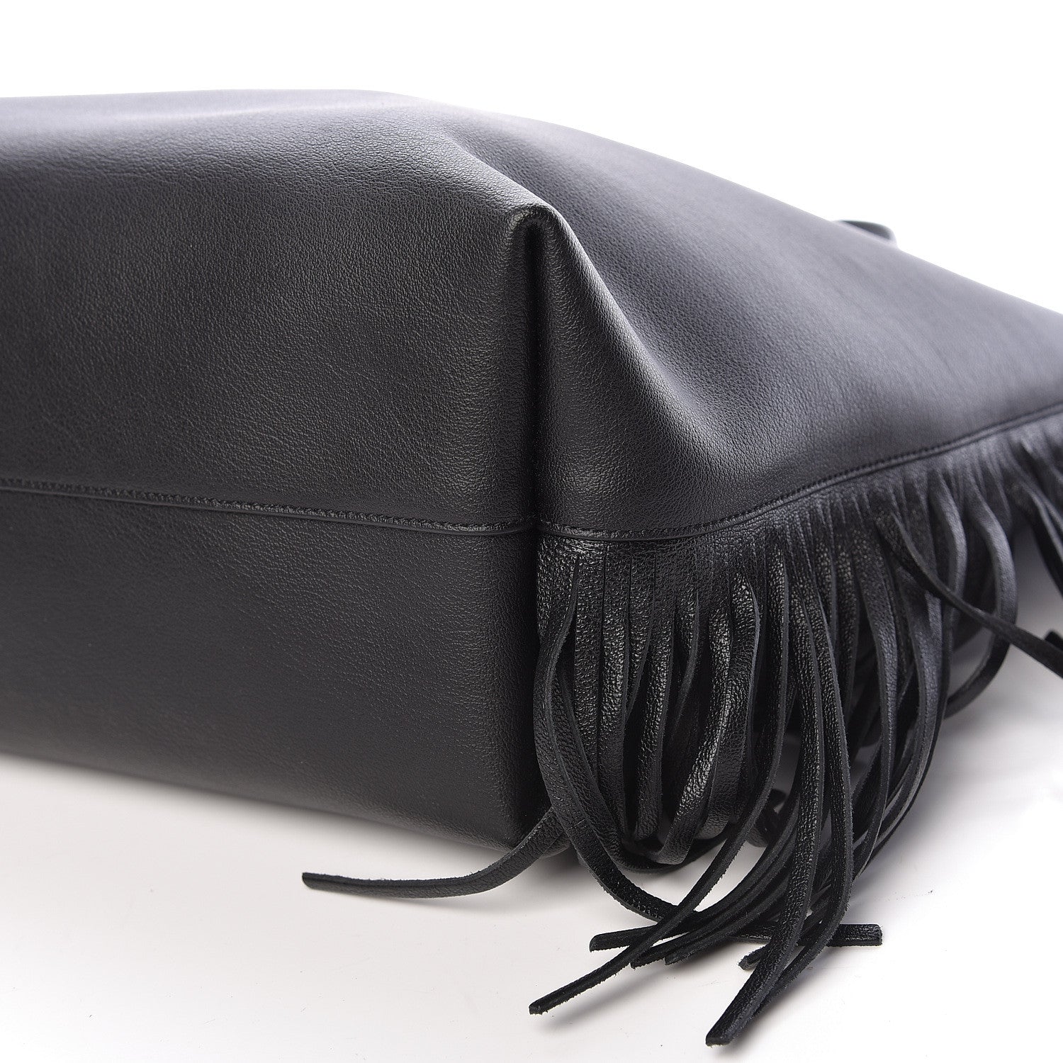 Saint Laurent Calfskin Large Fringe Shopping Tote Black 7 of 11
