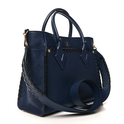 Louis Vuitton Calfskin Mahina Braided On My Side MM Navy Blue 3 of 10