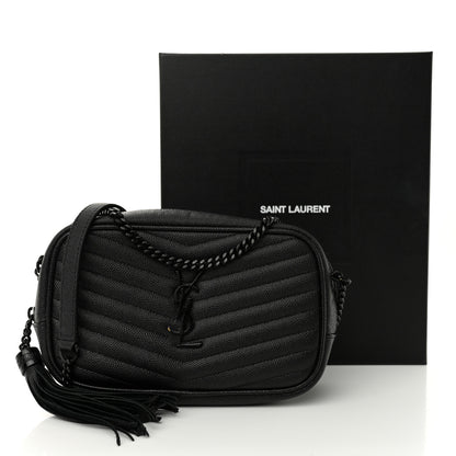 Saint Laurent Grain De Poudre Matelasse Monochrome Monogram Mini Lou Camera Bag Black 12 of 12